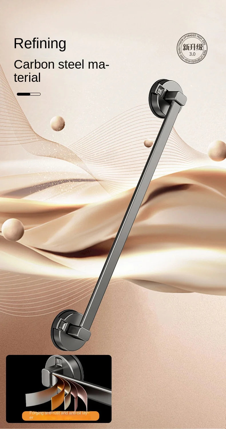 AILIHU Bathroom Suction Cup Towel Rack Non-perforated Storage Rack Wall-mounted Single-rod Bath Towel Storage Rack