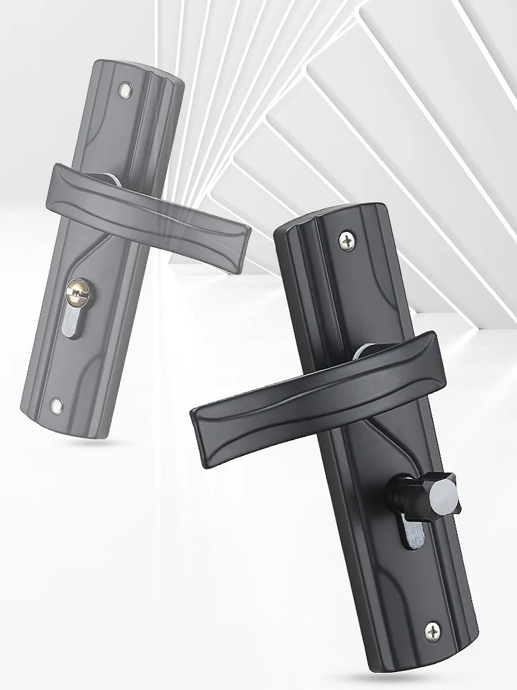 Door Handle Lock Manganese Steel Silent Bearing Universal Door Lever Lock Set with Keys for Home Bedroom Black