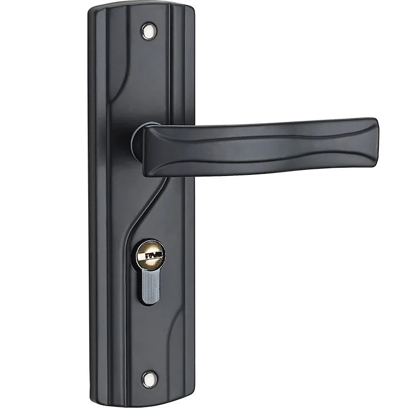 Door Handle Lock Manganese Steel Silent Bearing Universal Door Lever Lock Set with Keys for Home Bedroom Black