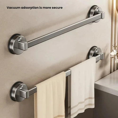 AILIHU Bathroom Suction Cup Towel Rack Non-perforated Storage Rack Wall-mounted Single-rod Bath Towel Storage Rack