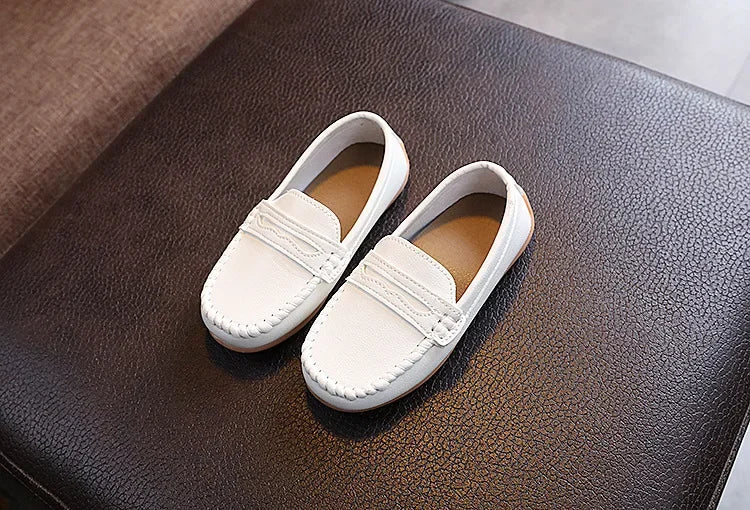 2025 Boys' Slip-On Oxford Loafers Spring Autumn Soft PU Leather Toddler Shoes Black White School Uniform Shoes for Kids