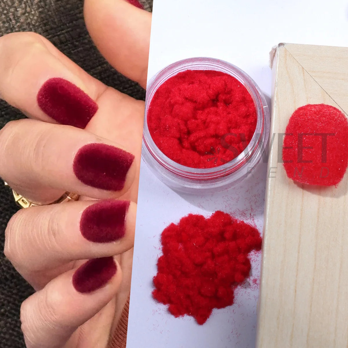 12pcs Valentine's Velvet Plush Nail Powder Luxury Sweater Sweet Design Random Glitter Dust New Year Accessories Manicure Decor