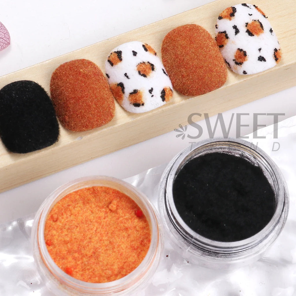 12pcs Valentine's Velvet Plush Nail Powder Luxury Sweater Sweet Design Random Glitter Dust New Year Accessories Manicure Decor