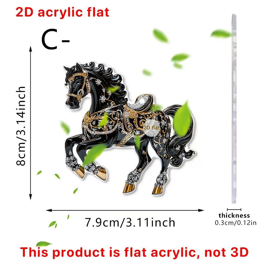 2D Acrylic Horse Car Rearview Mirror Pendant Charm Christmas Tree Ornament Party New Year Hanging Decoration